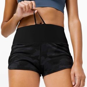 Lululemon High Rise Speed Up shorts 2.5” inseam -Black Camo